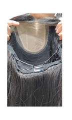 Long Wig with curtain bangs & realistic hairline - Natural black