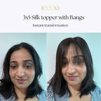 3x5 Silk Base topper with bangs - Black - Human Hair Topper For Women - Great to cover wide center partition (Copy)