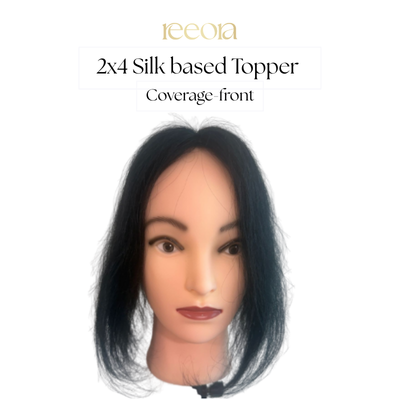 2x4 Silk Base - Black - Human Hair Topper For Women - Great to cover wide center partition