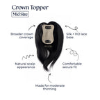 Crown Topper - Midsize | Moderate Crown Thinning & Volume | Silk Base