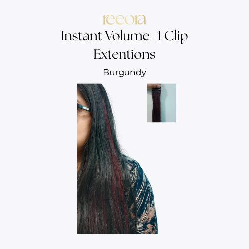 Premium 1 Clip Hair Extensions – 100% Human Hair | Burgundy | 14-26 Inch | Straight
