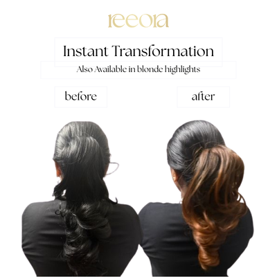 Clip-on Pre-Styled Ponytail with Bottom Curls – Brown, Natural Volume, Zero Effort