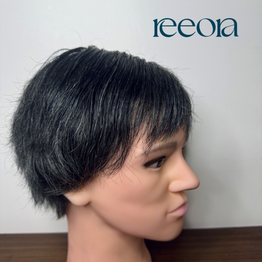 Machine Made Straight Grey Wig  6 inch