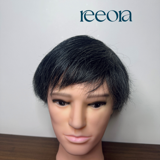Machine Made Straight Grey Wig  6 inch