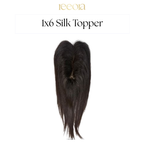 1x6 Silk Base Human Hair Topper for Grey Coverage – Natural Black, Middle Parting Hair Loss Solution