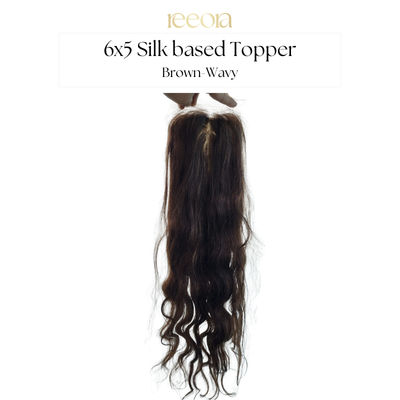 6x5 Silk Base with natural hairline| Brown | Wavy I Human Hair Topper For Women I Hair Extensions