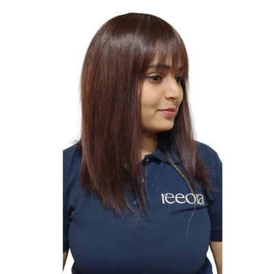 Short Burgundy Wig with bangs - Straight - cap style easy to wear