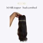 3x5 Backcombed Human Hair Topper for Women – Straight, Natural Black