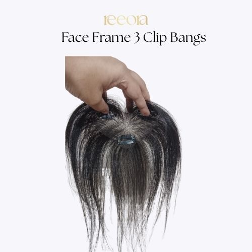 Long Face Frame Bangs with 3 clips - 100% Human Hair Extensions | Natural Looking Hairstyle Boosters