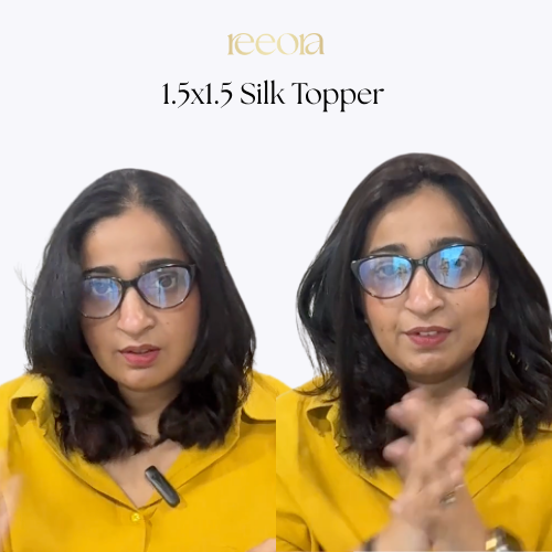 1.5x1.5 Silk Base Black Human Hair Topper for Women – Covers Wide Center Partition