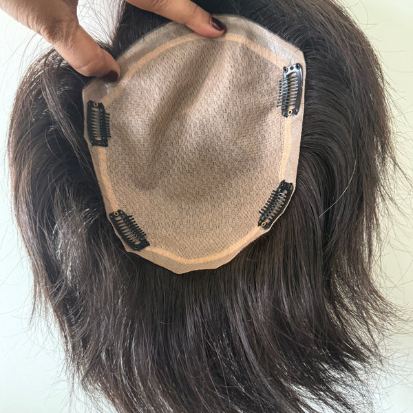 7x8 inch Silk Base | Realistic hairline | Human hair topper for Men