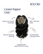 Crown Topper - Large  | Maximum Crown Thinning Coverage for Women | Silk topper with lace