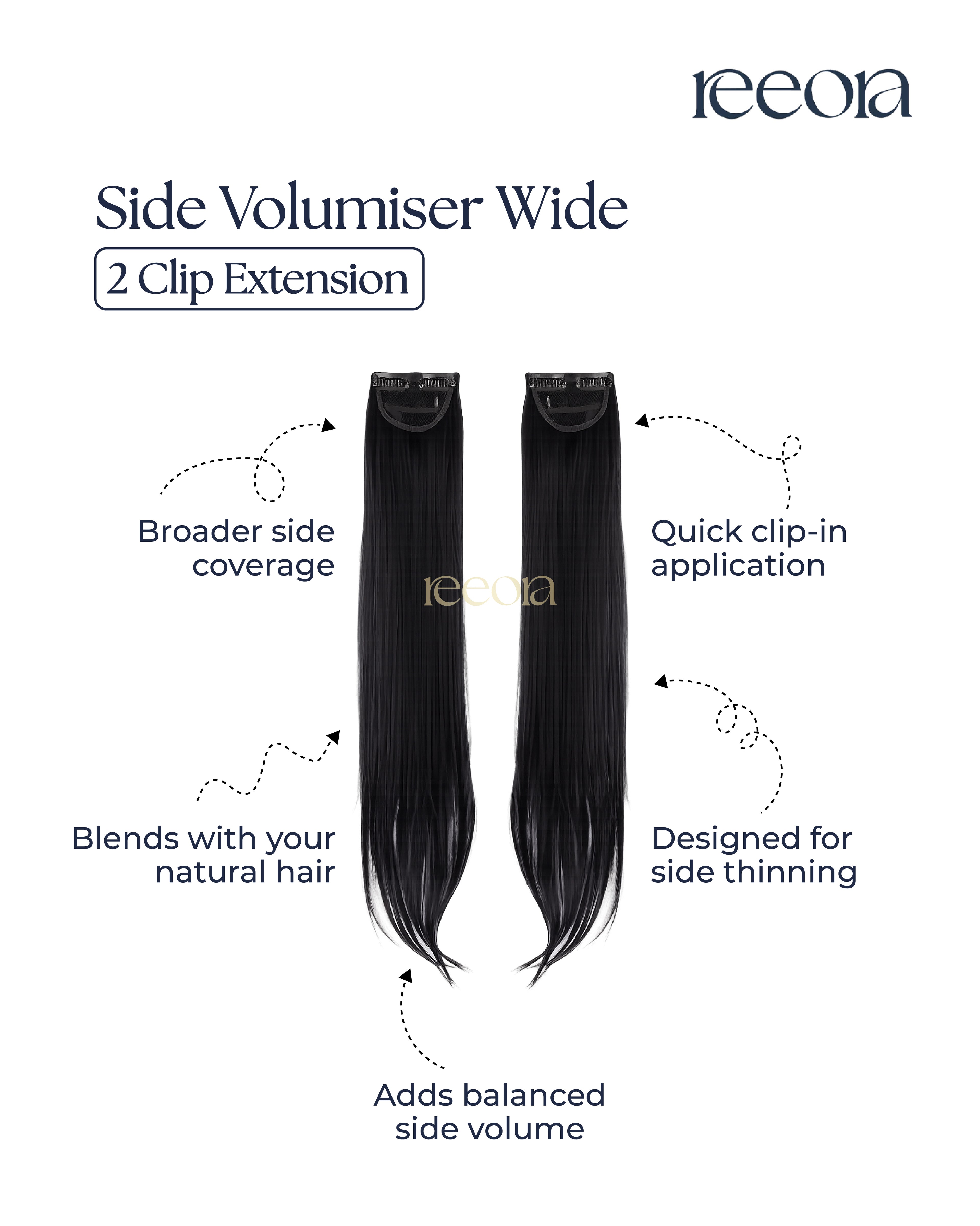 Side Volumiser Wide | Temple & Side Thinning Volume Boost |Side Weft Clip-In Extension | 1 pc