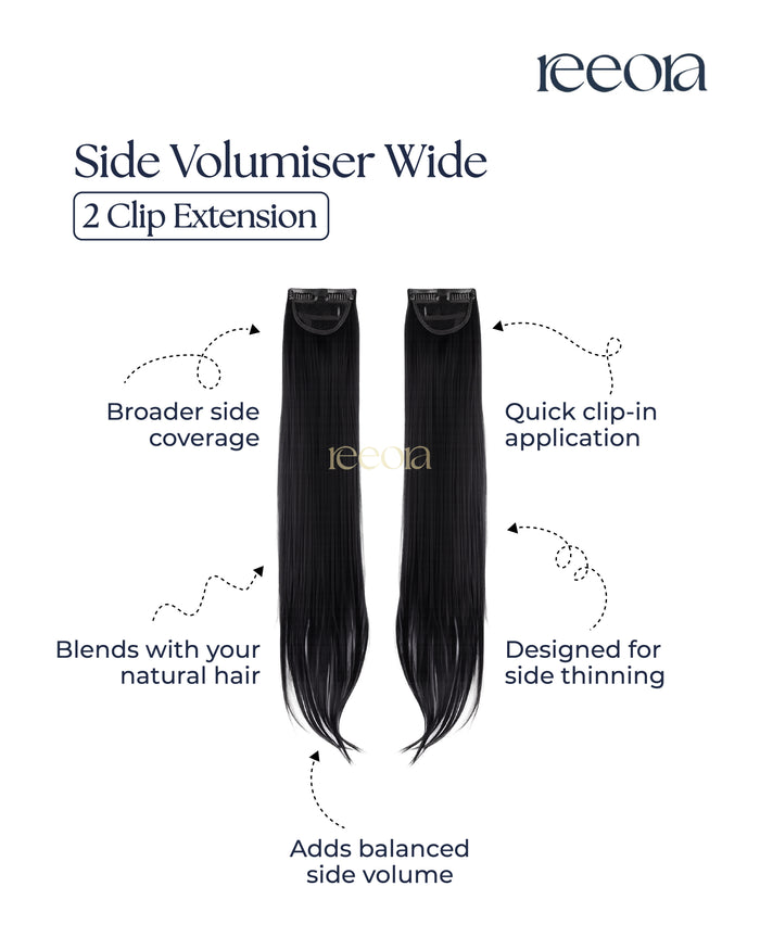 Side Volumiser Wide | Temple & Side Thinning Volume Boost |Side Weft Clip-In Extension | 1 pc