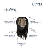 Half Wig for Women | Crown & Side Thinning Volume & Length | Silk base