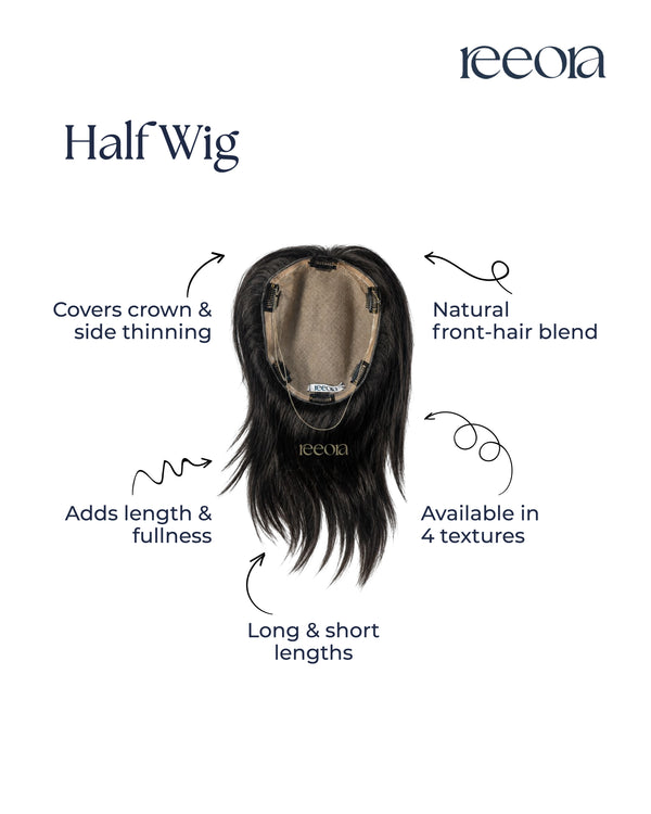 Half Wig for Women | Crown & Side Thinning Volume & Length | Silk base