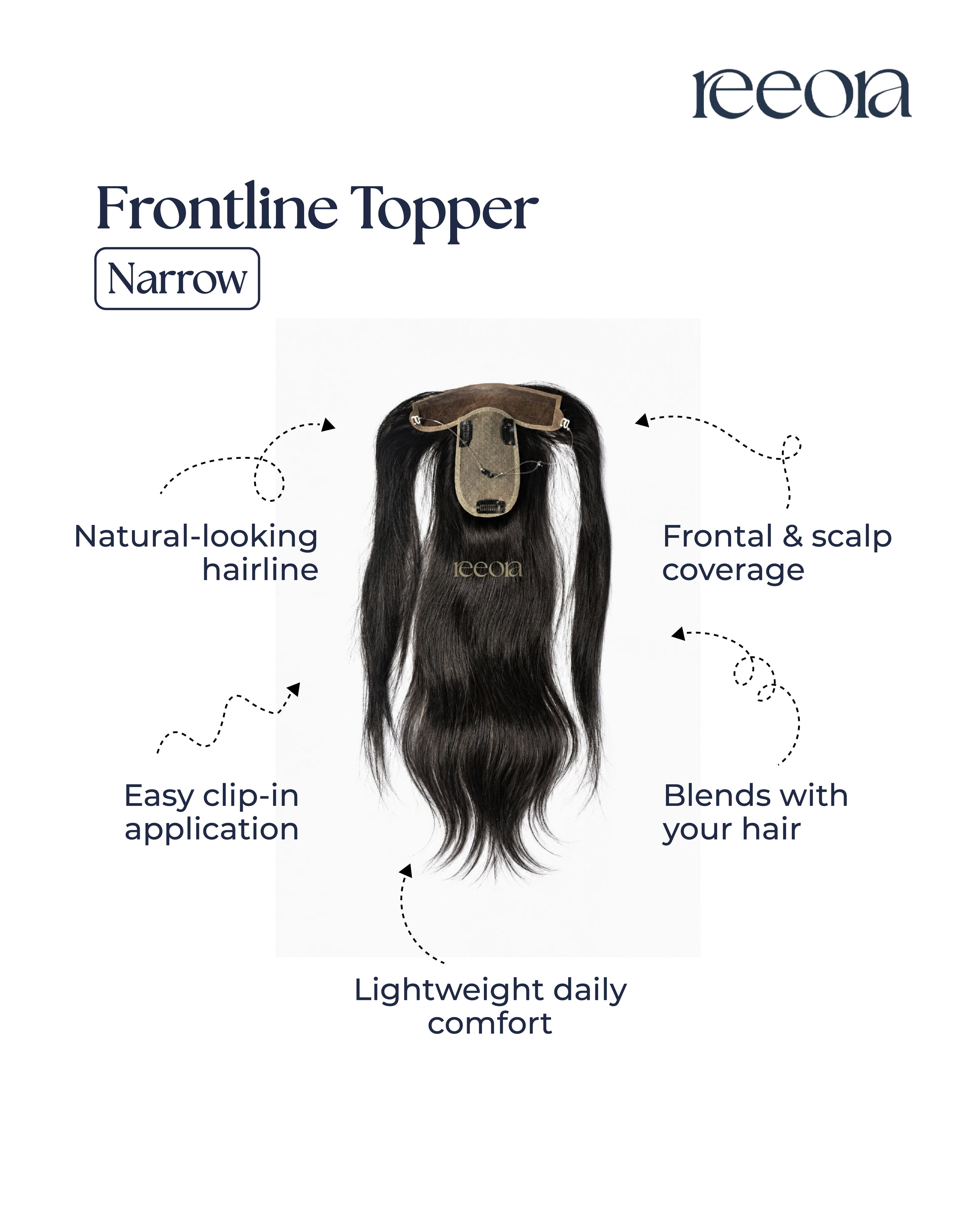 Frontline Hair Topper - Narrow | Hairline Thinning & Grey Coverage | Lace & Silk