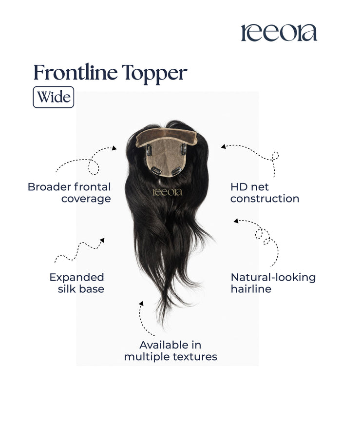 Frontline Hair Topper - Wide | Hairline Thinning & Grey Coverage | Lace & Silk
