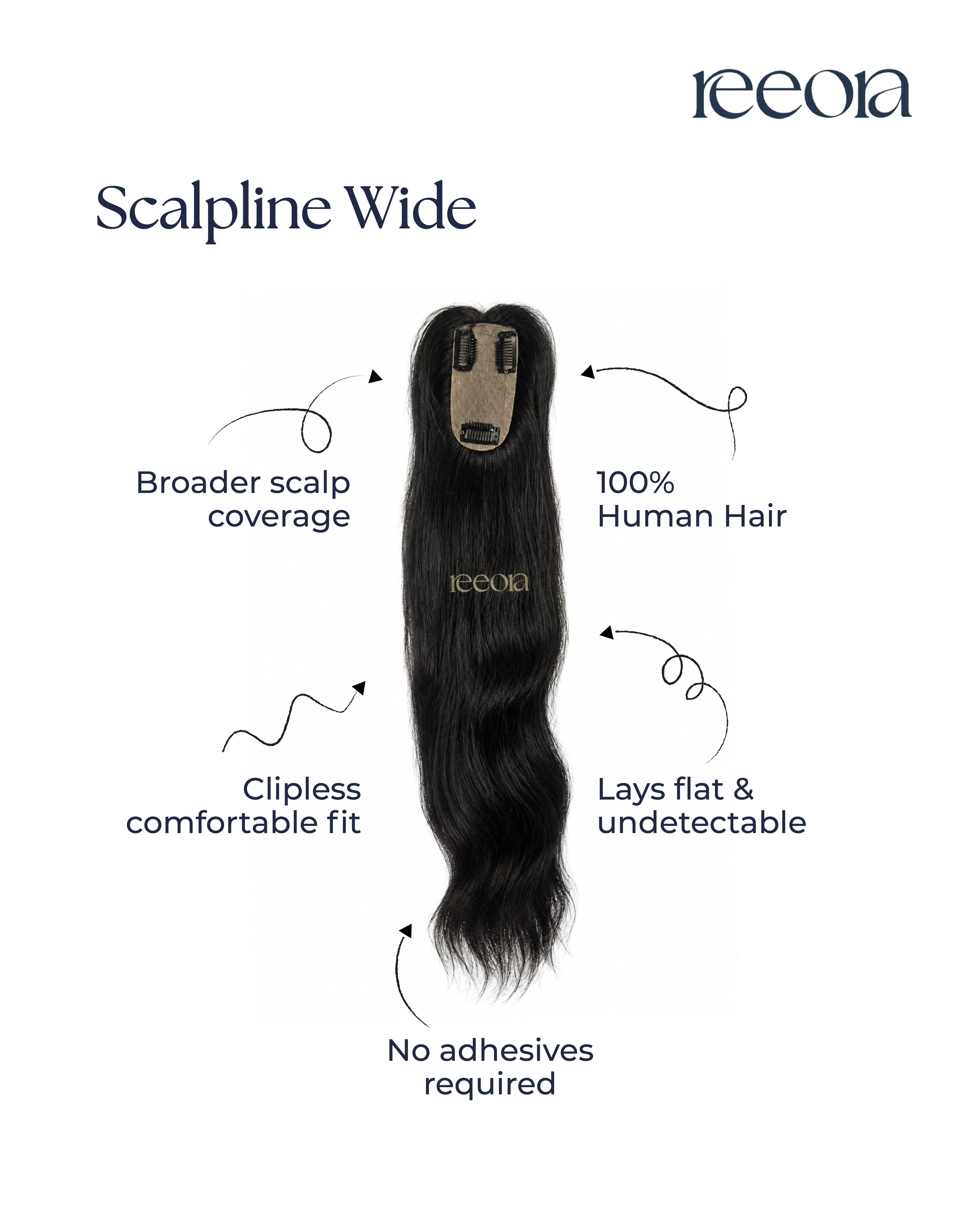 Scalpline topper - Wide Parting coverage | Central Scalp Thinning Coverage | Silk Base