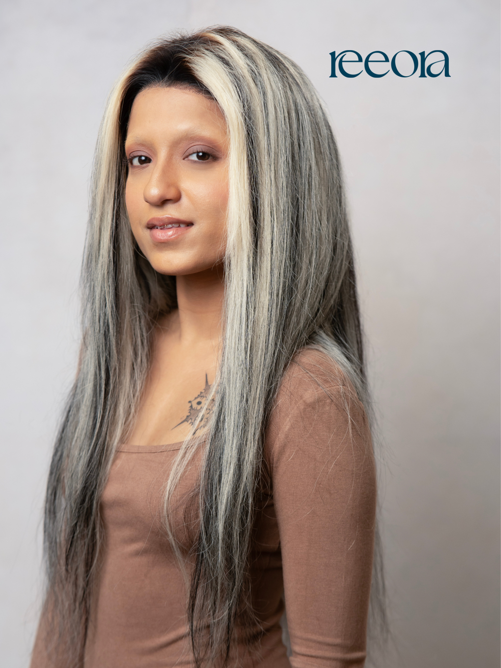 The "Eclipse" Collection: 26-inch Black & White Wig