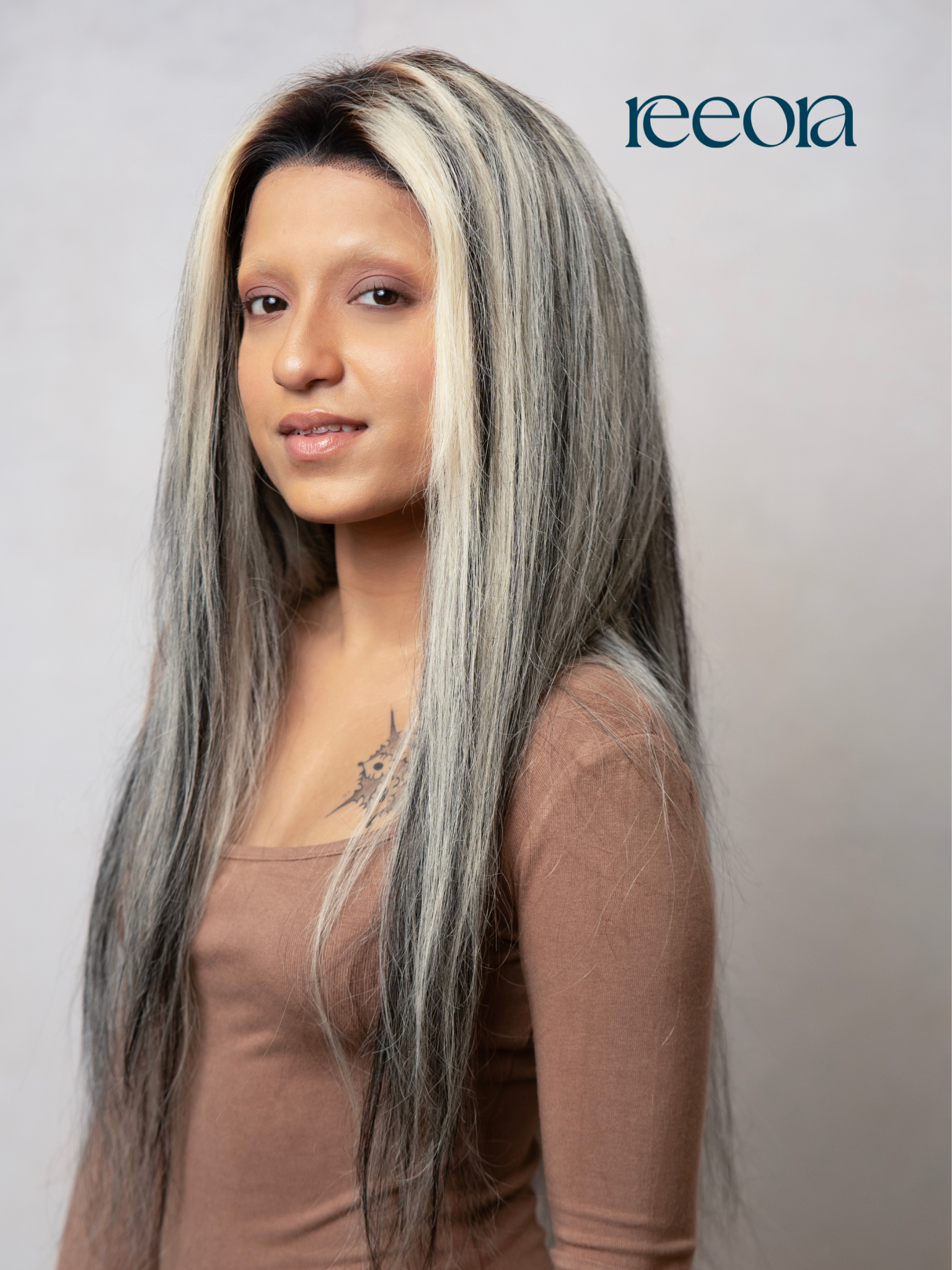 The "Eclipse" Collection: 26-inch Black & White Wig