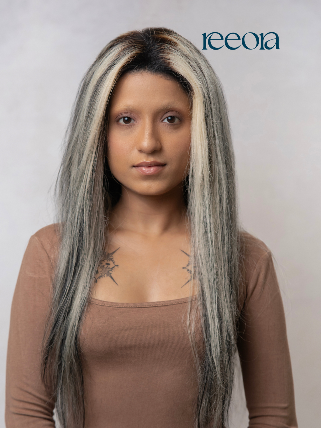 The "Eclipse" Collection: 26-inch Black & White Wig