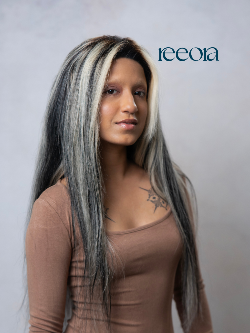 The "Eclipse" Collection: 26-inch Black & White Wig