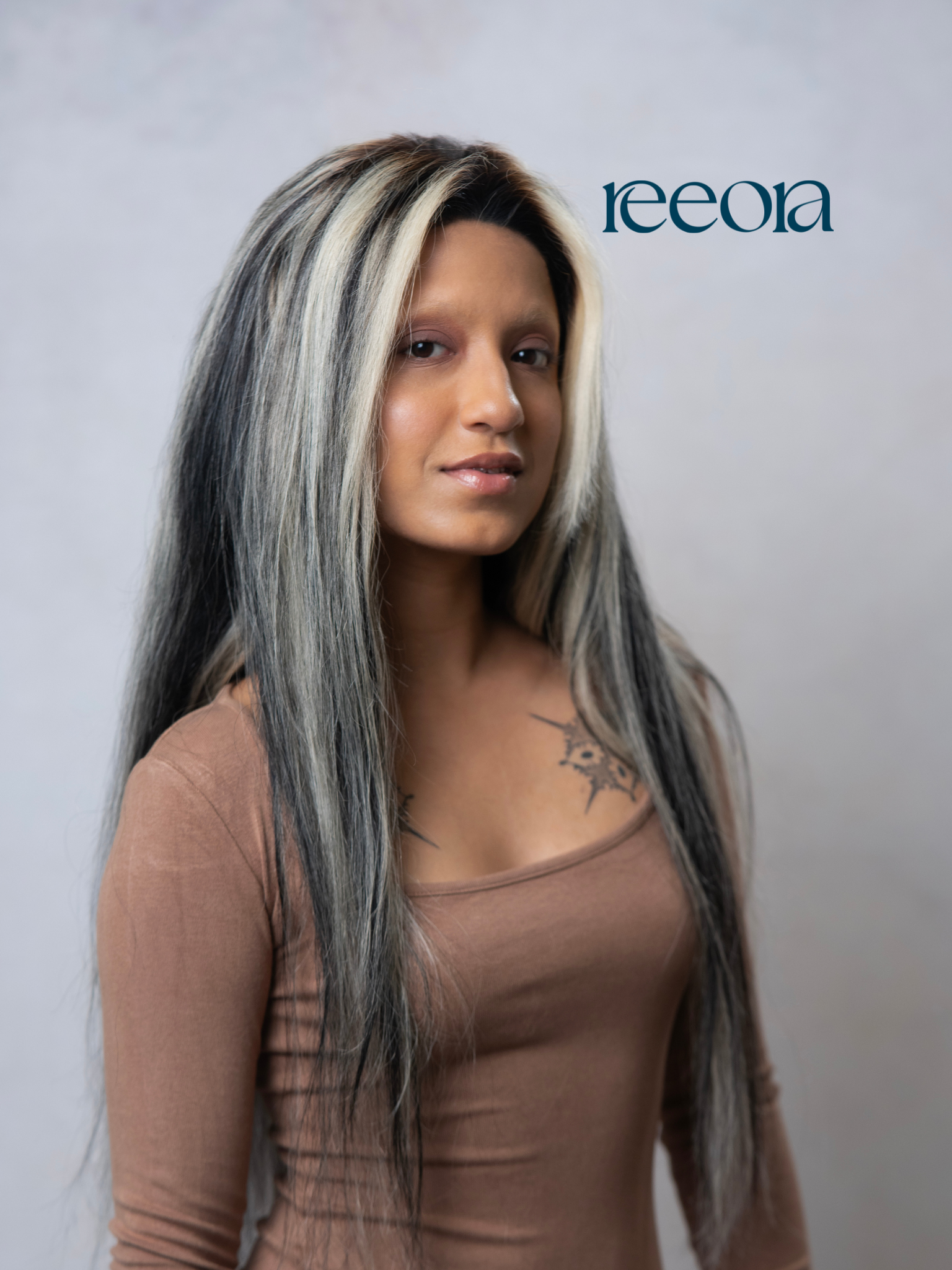 The "Eclipse" Collection: 26-inch Black & White Wig