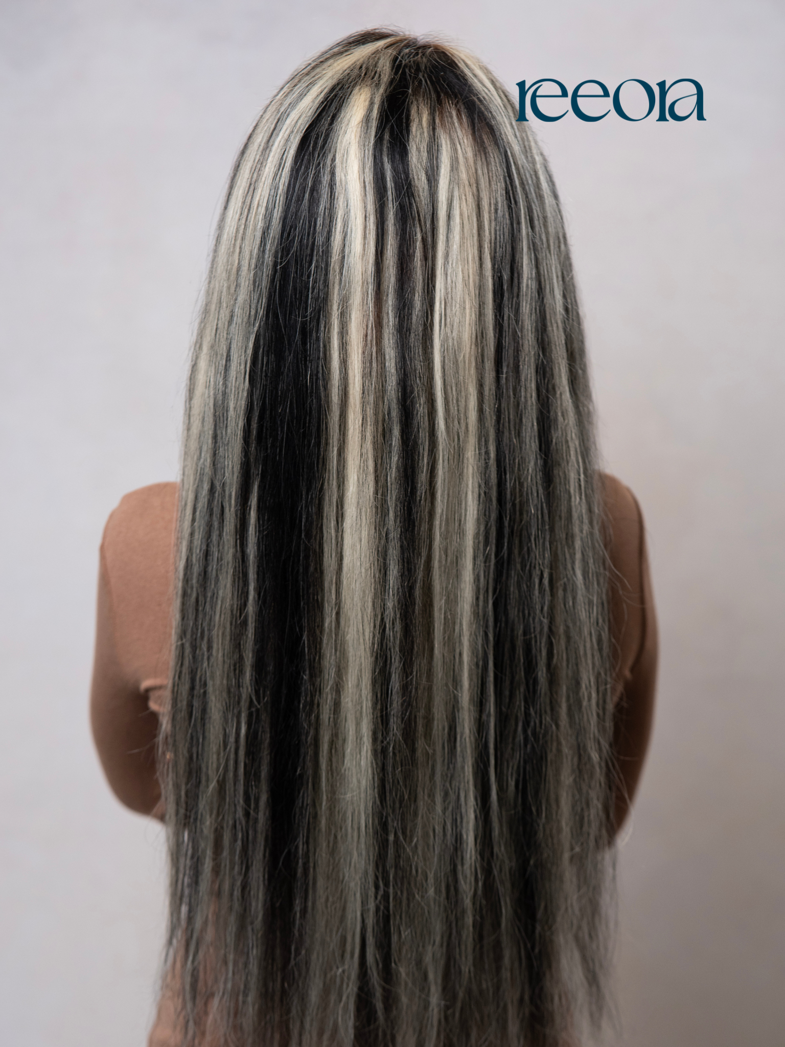 The "Eclipse" Collection: 26-inch Black & White Wig