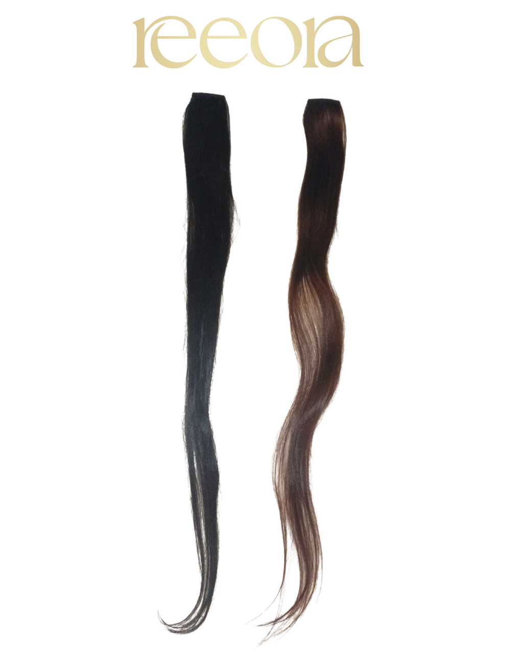 Premium 1 Clip Hair Extensions – 100% Human Hair | Natural Black & Light Brown | 14-26 Inch | Straight & Wavy