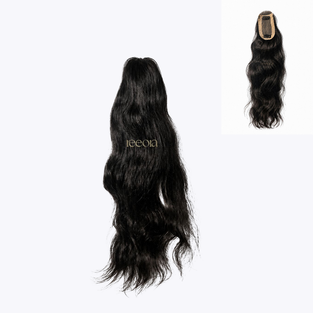 Crown Topper - Mid-Size with Lace | Crown Thinning & Widening Partition | Silk Base with lace in front