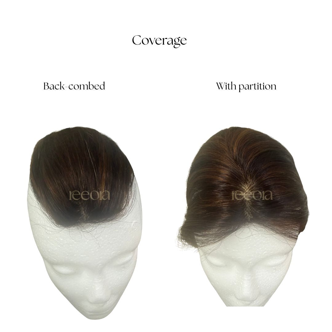 Scalpline topper - Wide Parting coverage | Central Scalp Thinning Coverage | Silk Base