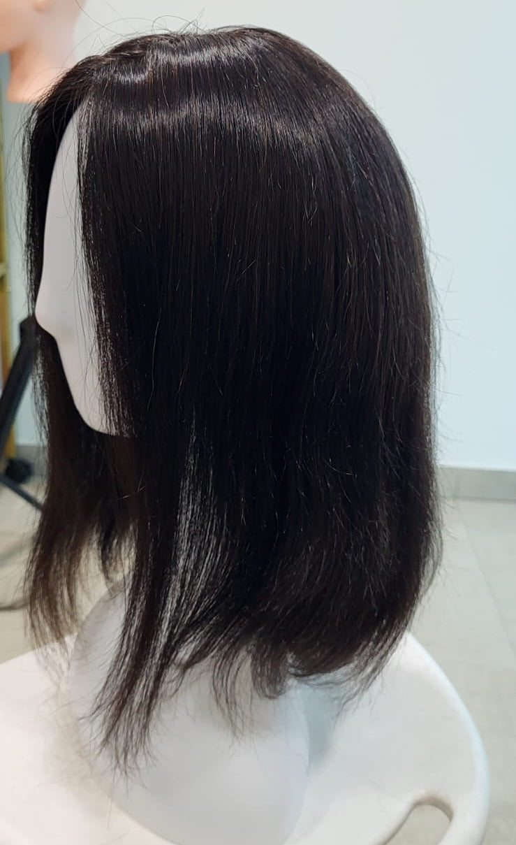 Short Bob Straight hair - Silk base - Realistic scalp line - Natural black