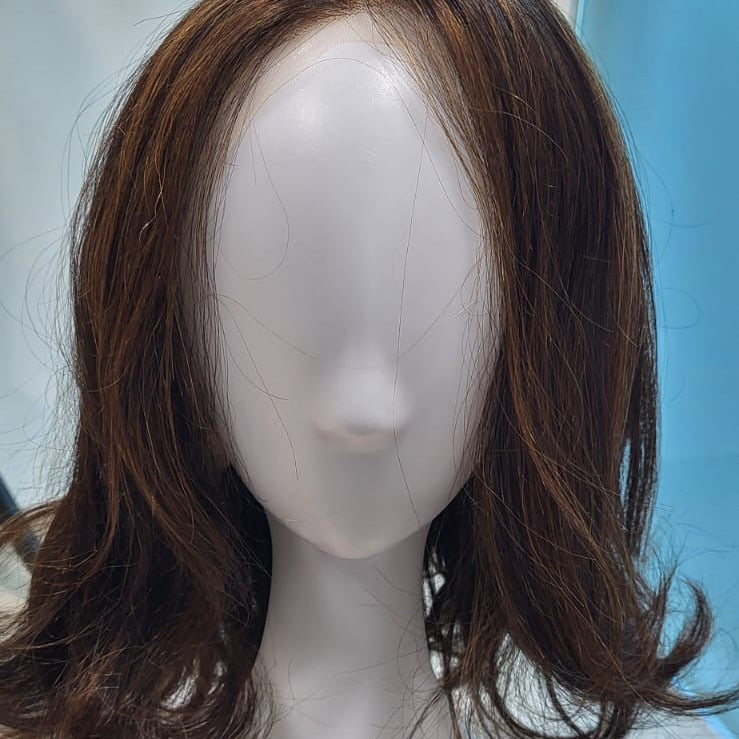 Black Short wig with Blonde Highlights - 16 inches with natural hairline