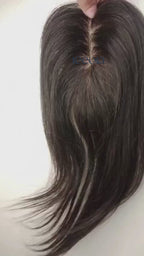 Straight Hair Topper 3x5" | Black Silk Base Crown Topper – 16" Premium Human Hair by Reeora