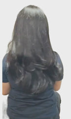 Long Wig with curtain bangs & realistic hairline - Natural black