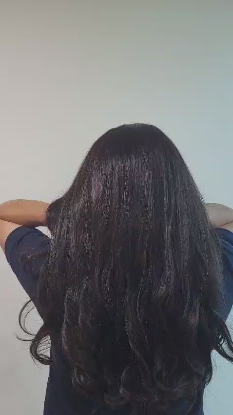 Lace Wig with realistic hairline - Full hand knotted - Natural black - Straight with permanent waves at bottom