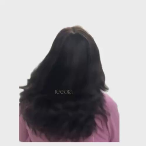 Daisy | Basic Wig|  16” Natural Wave Silk Base Wig | Fixed partition|  Dark Brown Highlights