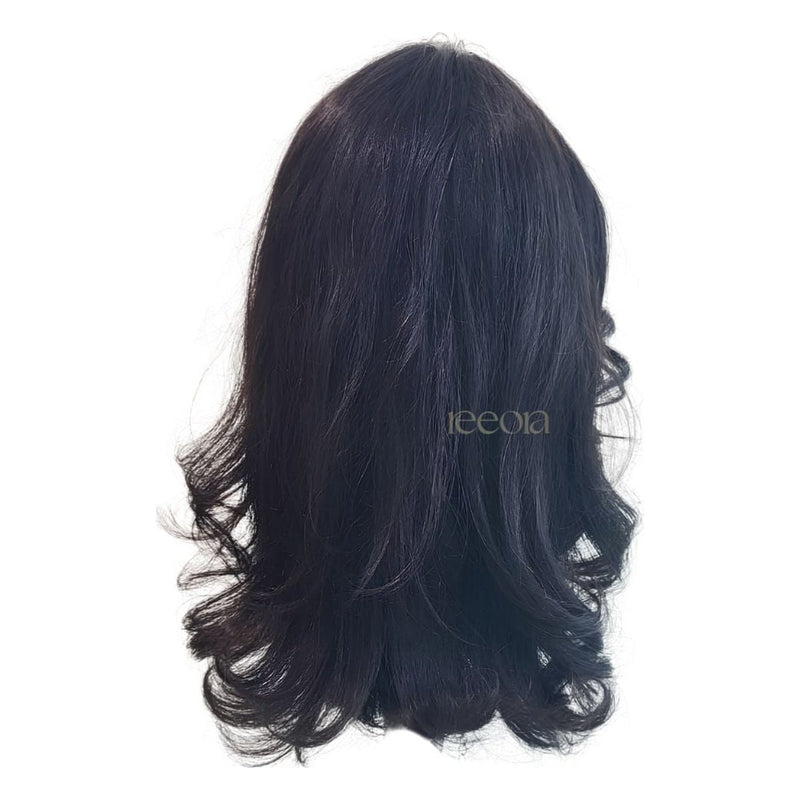 A wavy piece in natural black, shown from behind